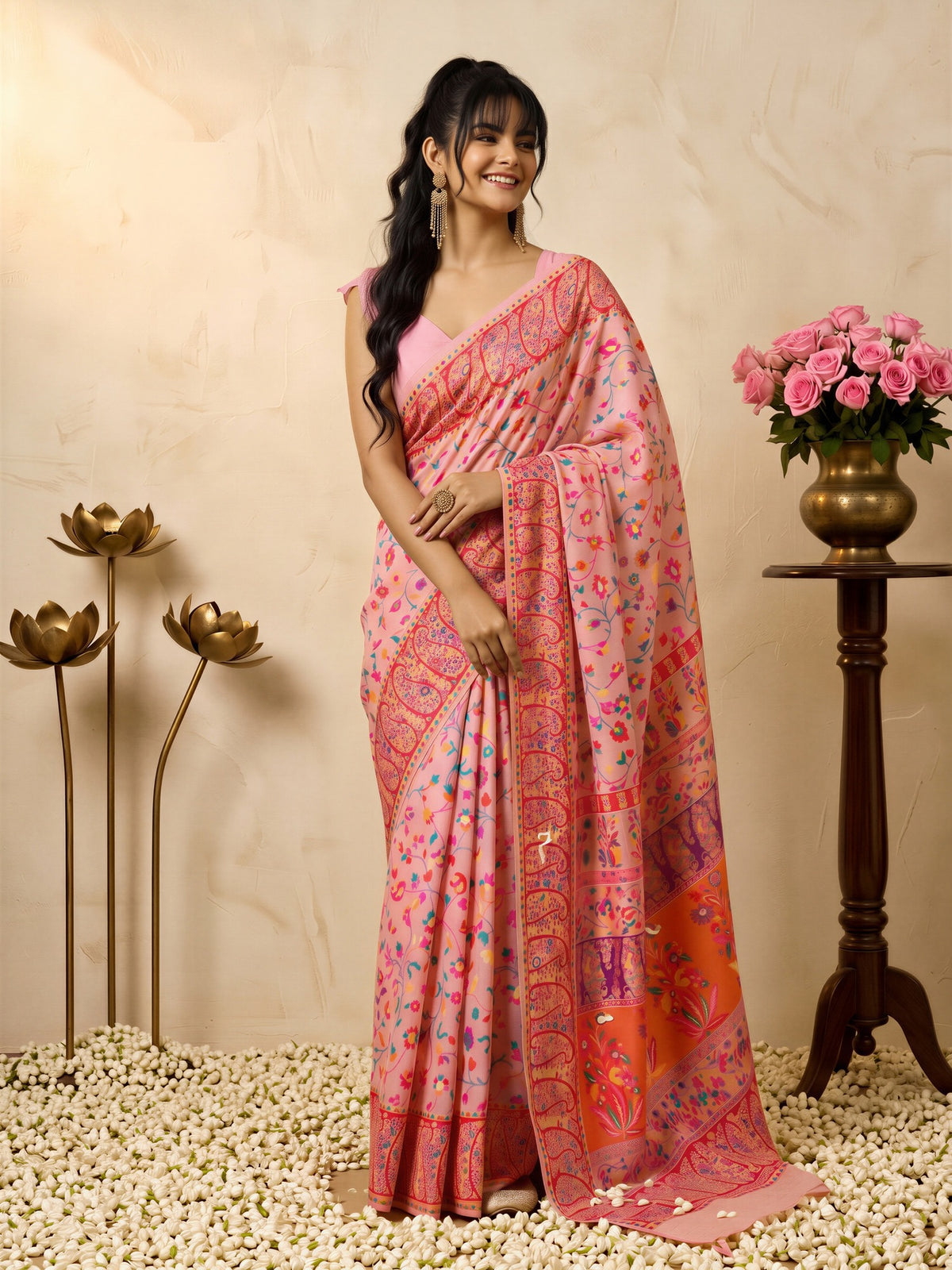 Pink Cotton Silk saree – detail view 3