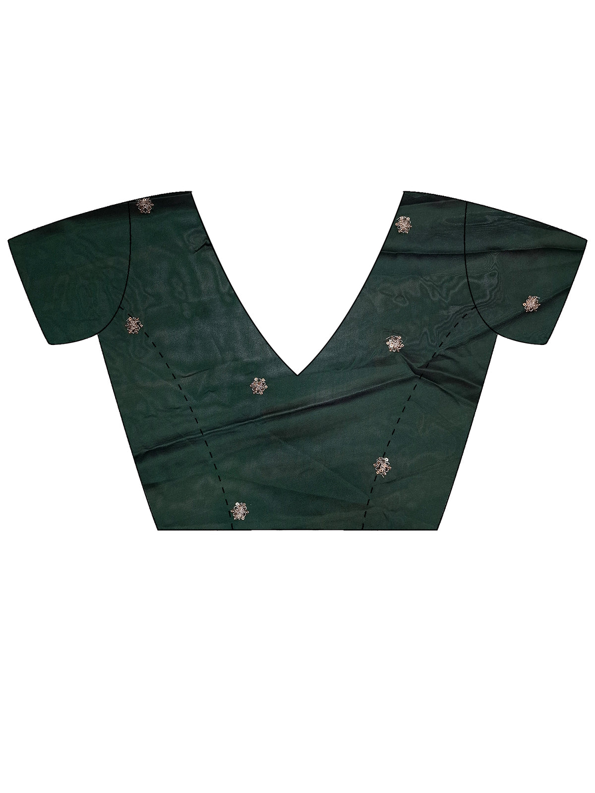 Unstitched green georgette blouse piece with embellished design