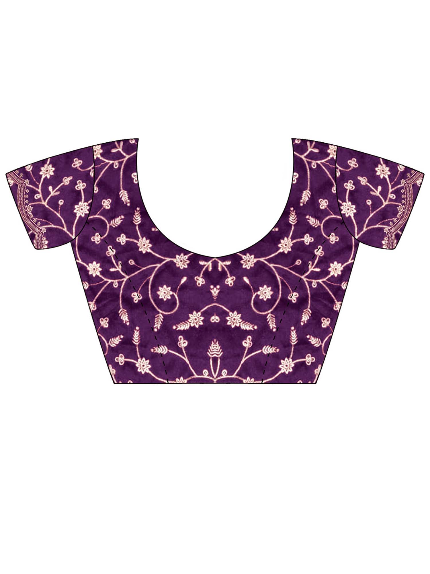 Unstitched purple georgette blouse piece with embroidered design