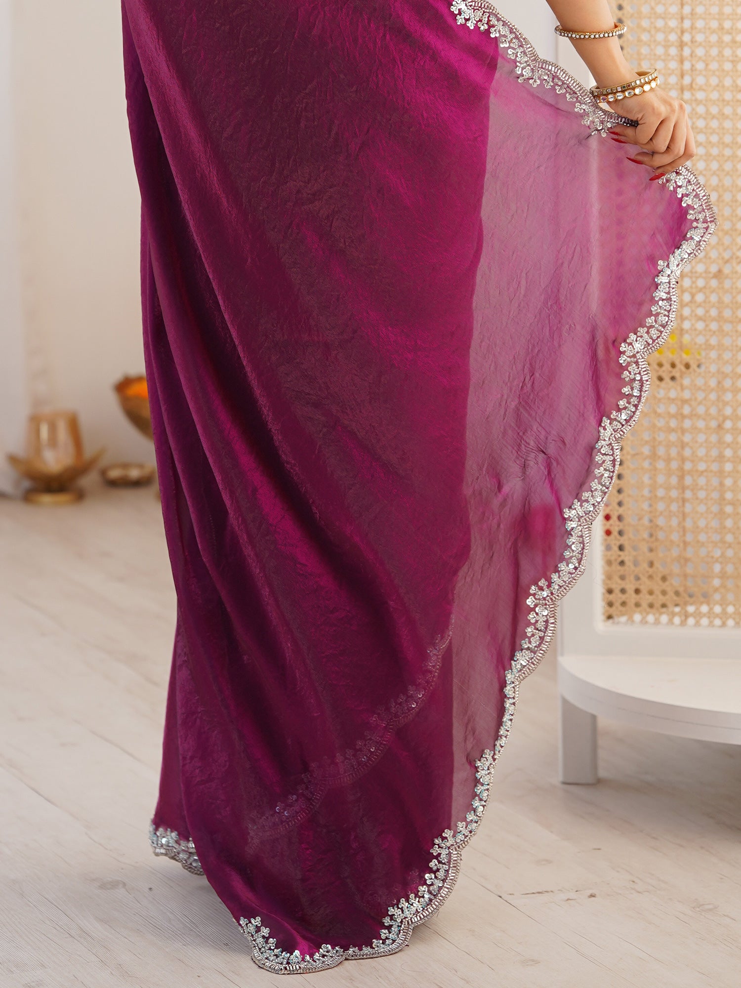 Magenta Silk Blend saree – detail view 5
