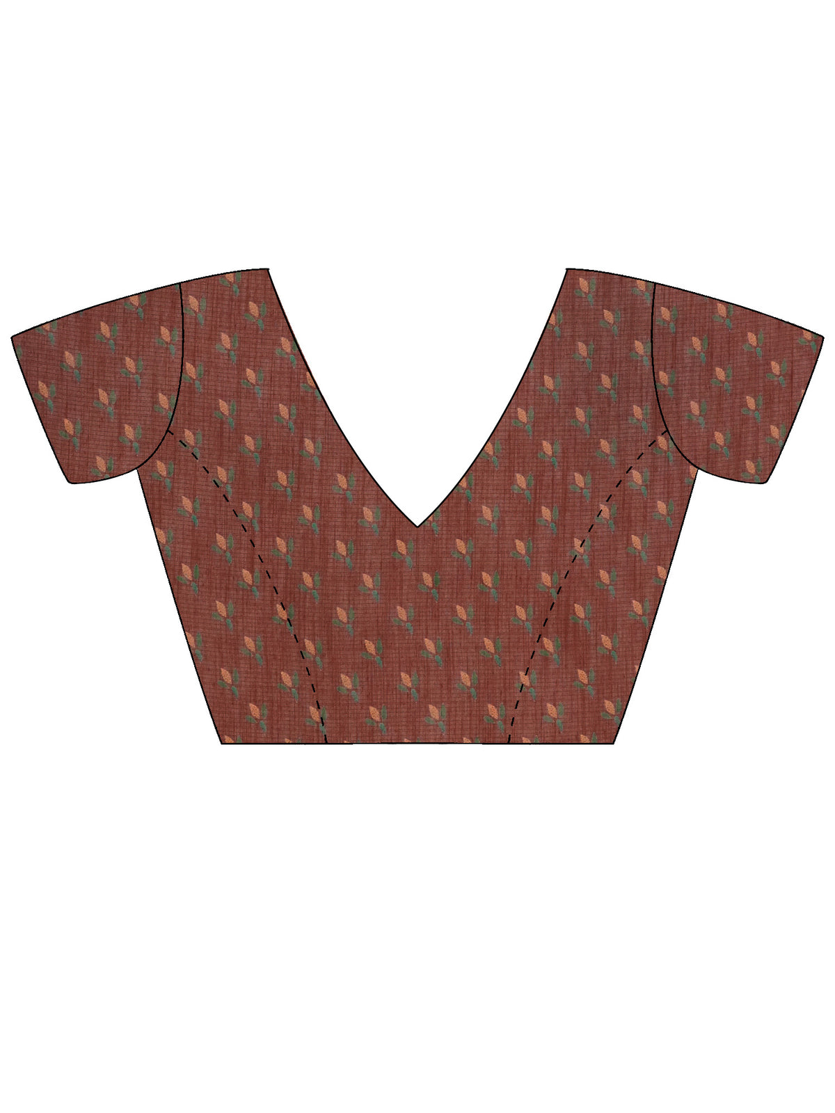 Unstitched brown cotton linen blouse piece with solid design