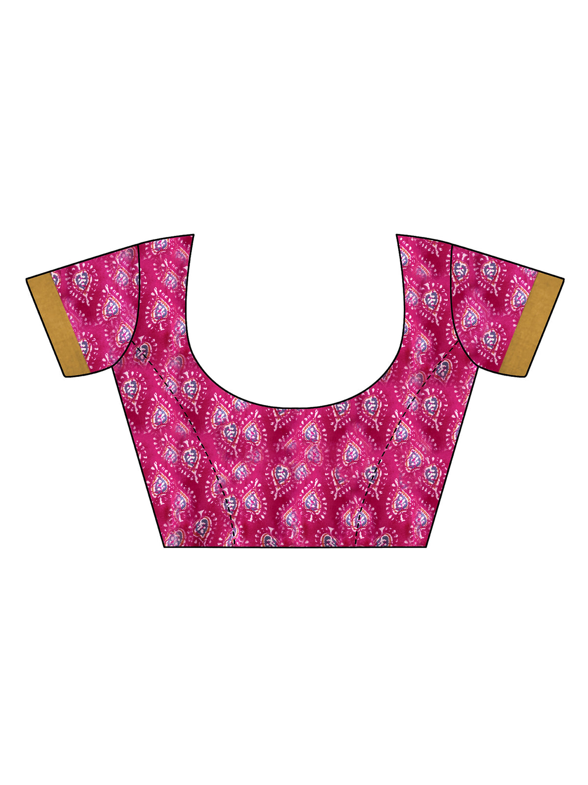 Unstitched pink cotton blend blouse piece with ajrak design