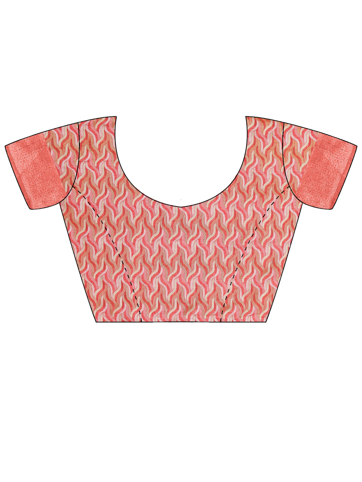 Unstitched peach cotton linen blouse piece with woven design design
