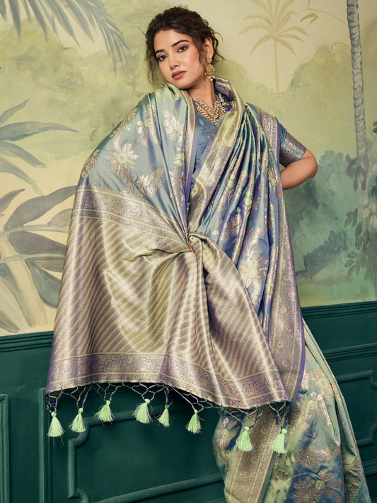 Light Blue Banarasi Silk saree – detail view 1