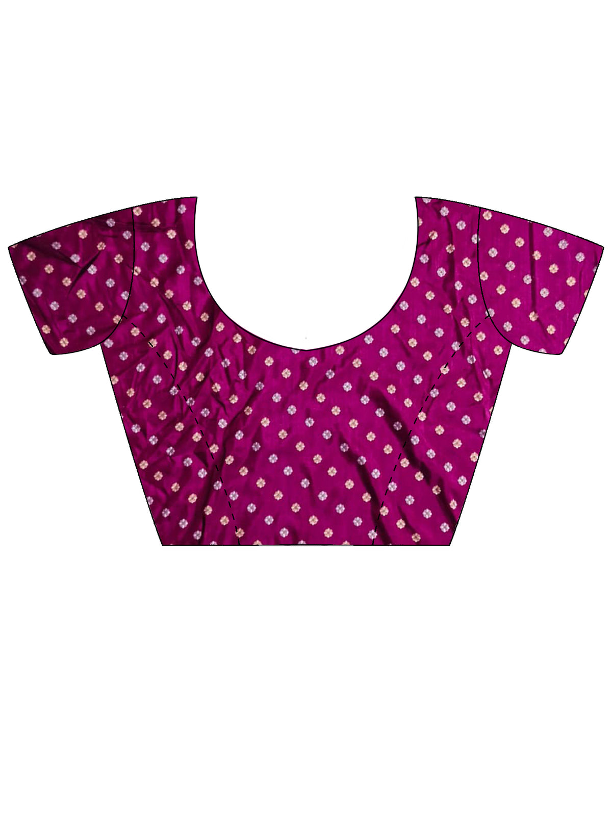 Unstitched magenta silk blend blouse piece with geometric design