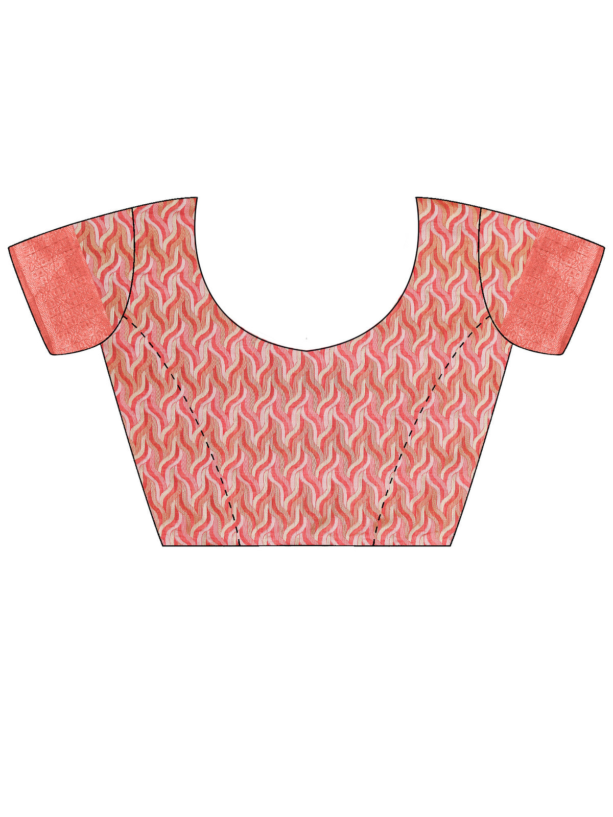 Unstitched peach cotton linen blouse piece with woven design design