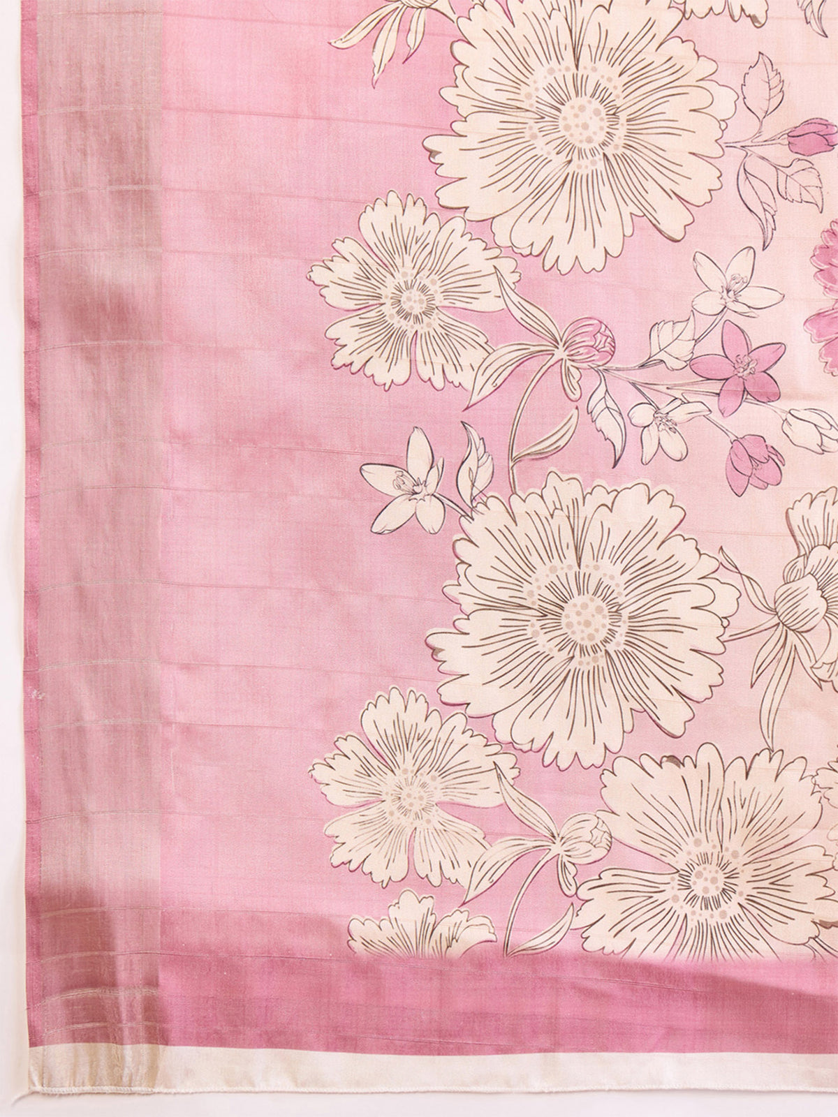 White Satin Silk saree – detail view 5