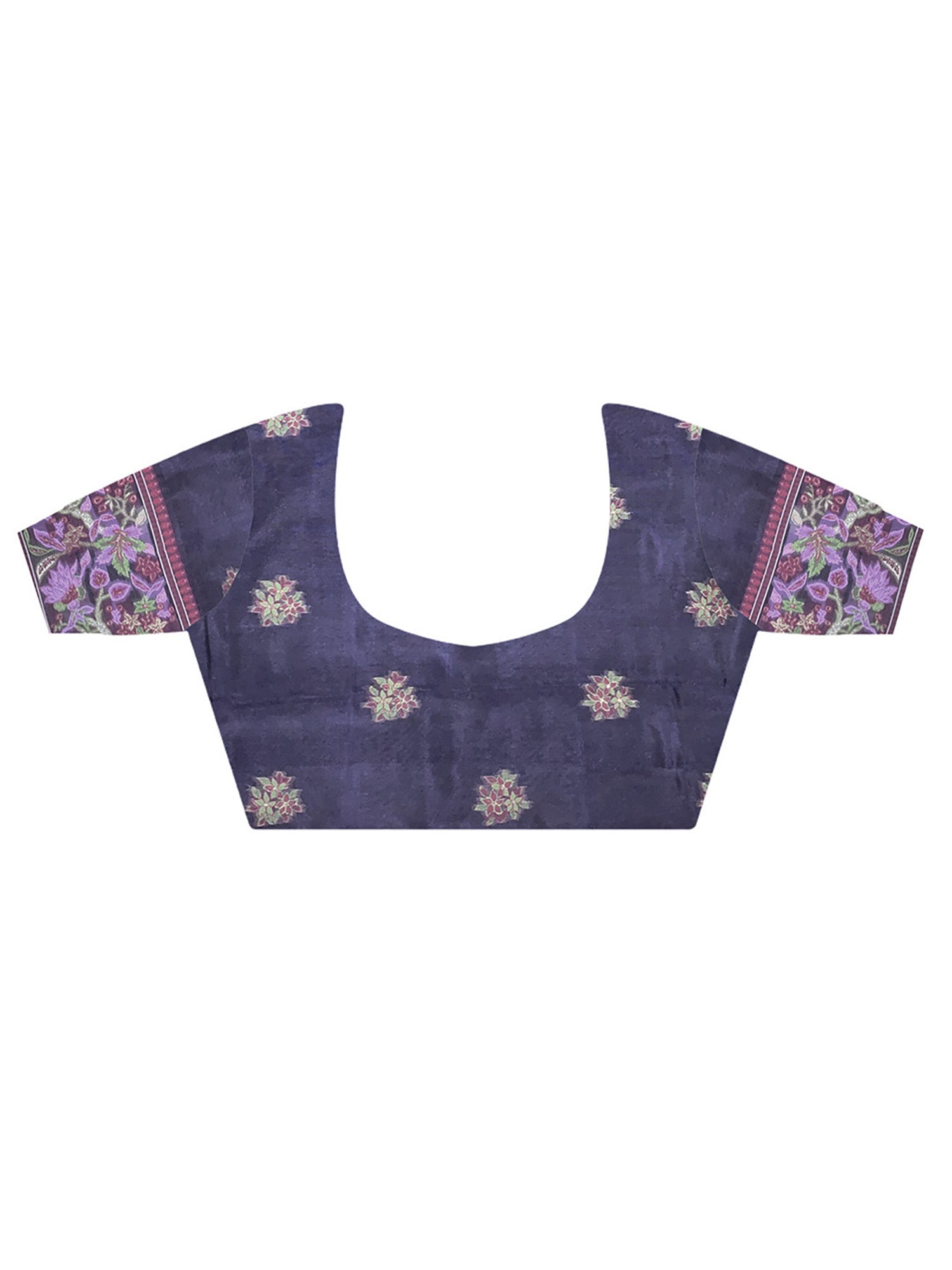 Unstitched purple organza blouse piece with woven design design