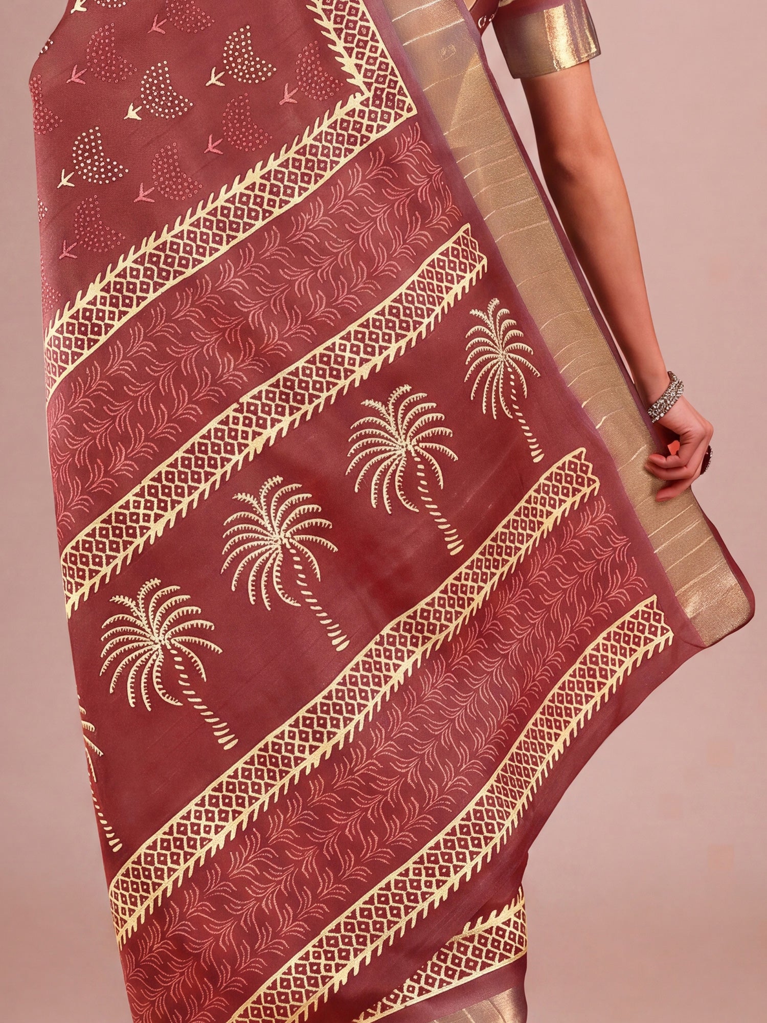 Rust Cotton Silk saree – detail view 5