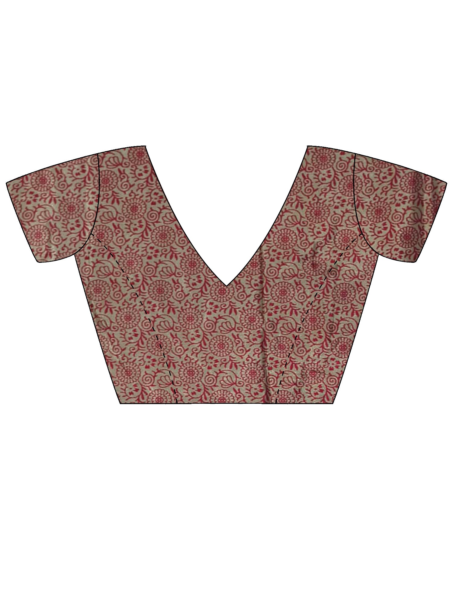 Unstitched maroon silk blend blouse piece with floral design