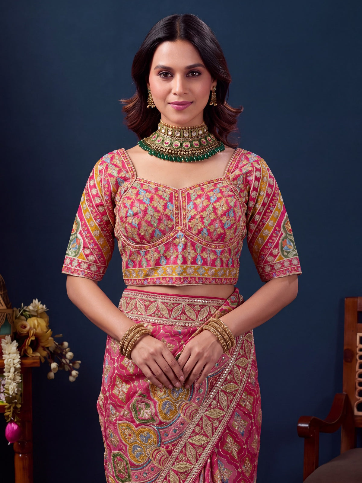 Pink Silk Blend saree – detail view 3