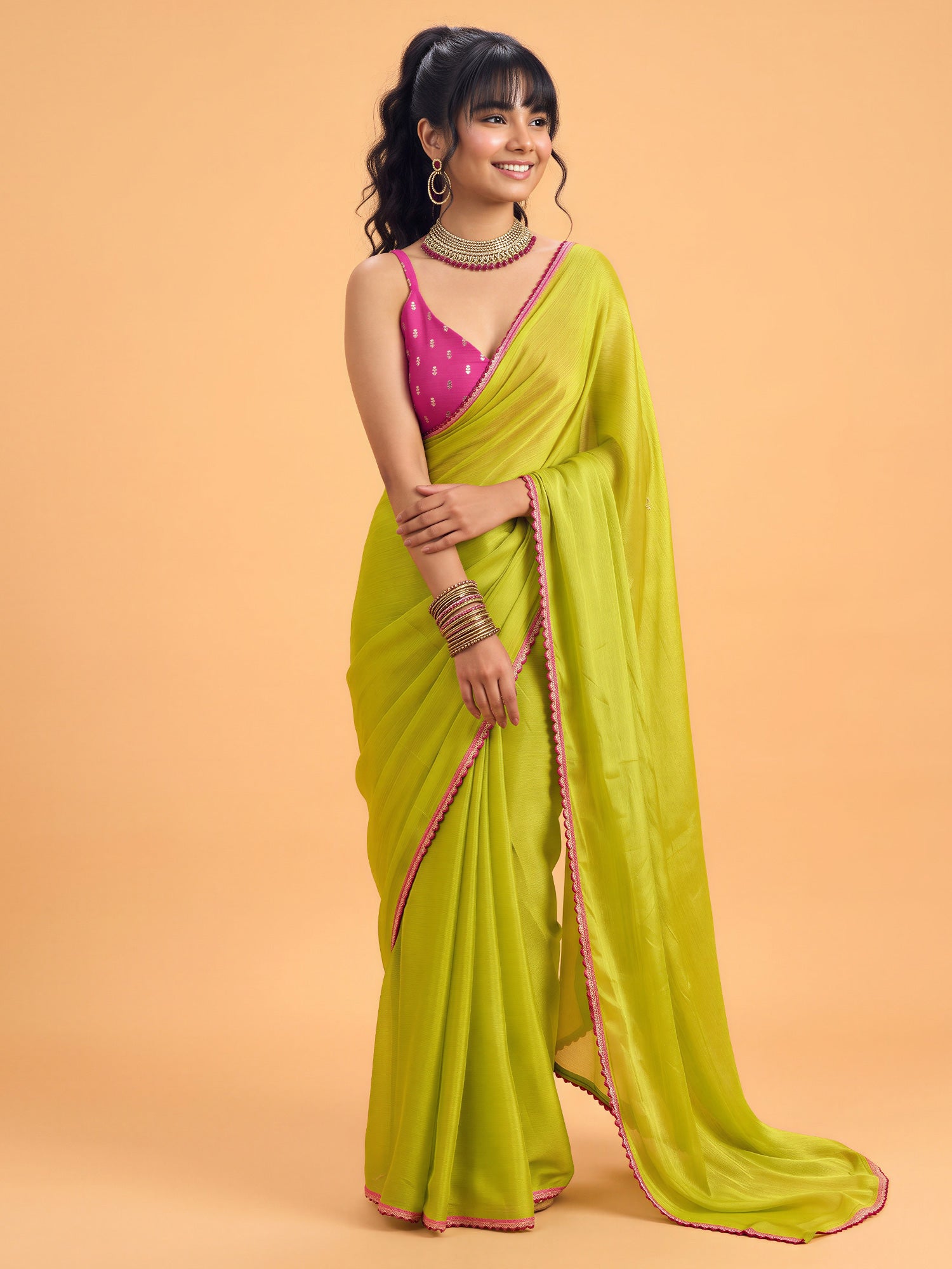 Olive Silk saree – detail view 3