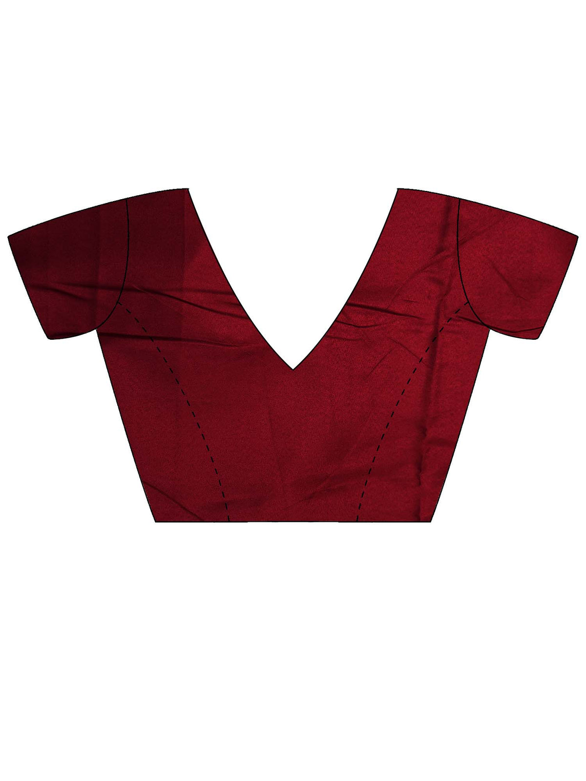 Unstitched wine  blouse piece with solid design