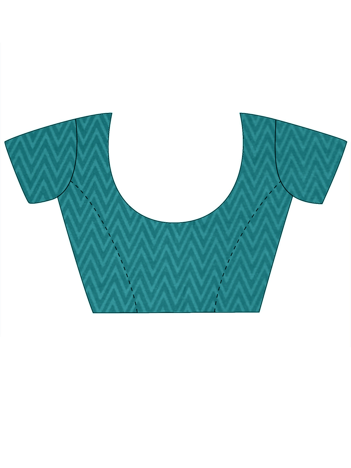 Unstitched teal blue crepe blouse piece with geometric design