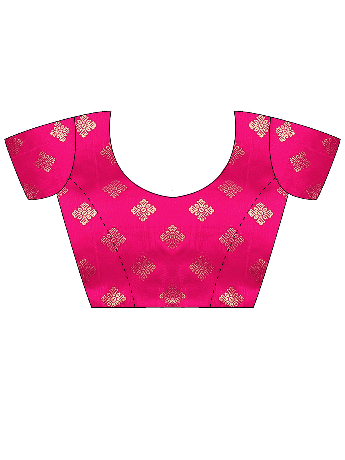 Unstitched pink cotton blend blouse piece with ethnic motif design