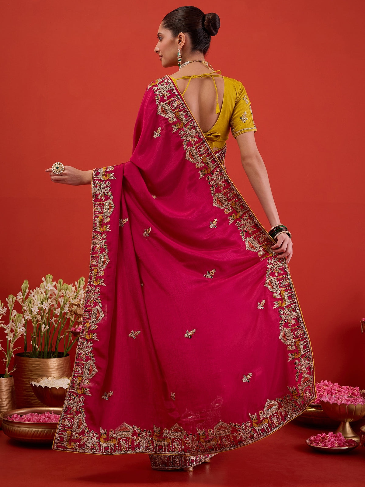 Pink Silk Blend saree – detail view 6