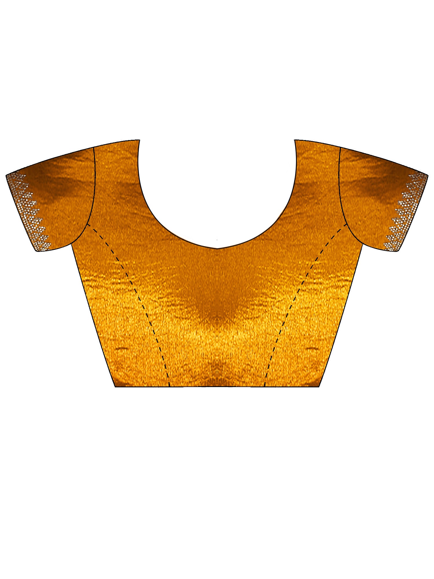 Unstitched mustard satin silk blouse piece with embellished design