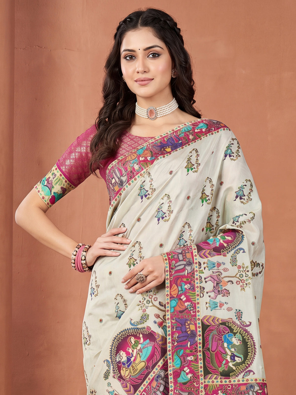 Sea Green Viscose Silk saree – detail view 4