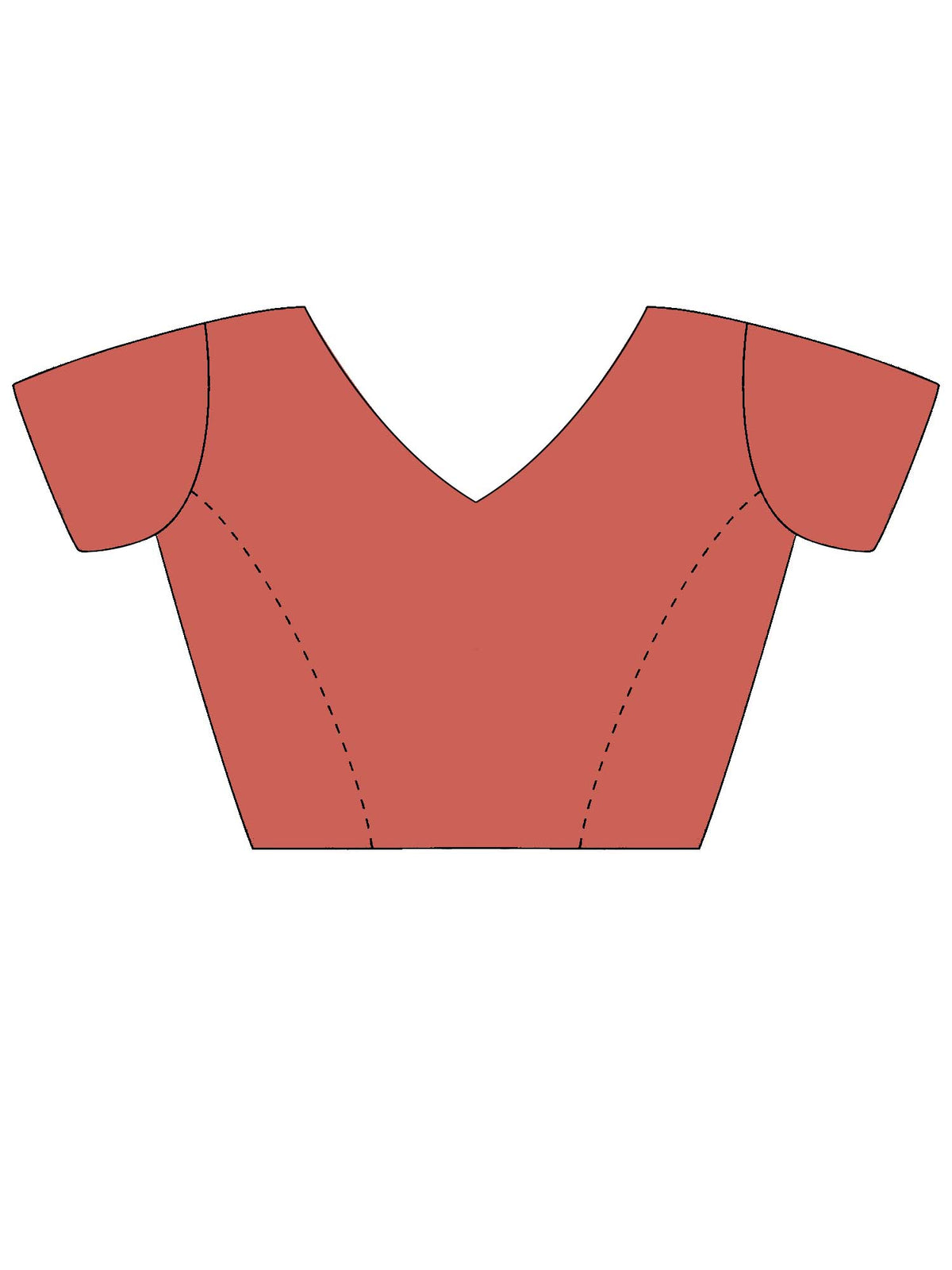 Unstitched peach satin blouse piece with embellished design
