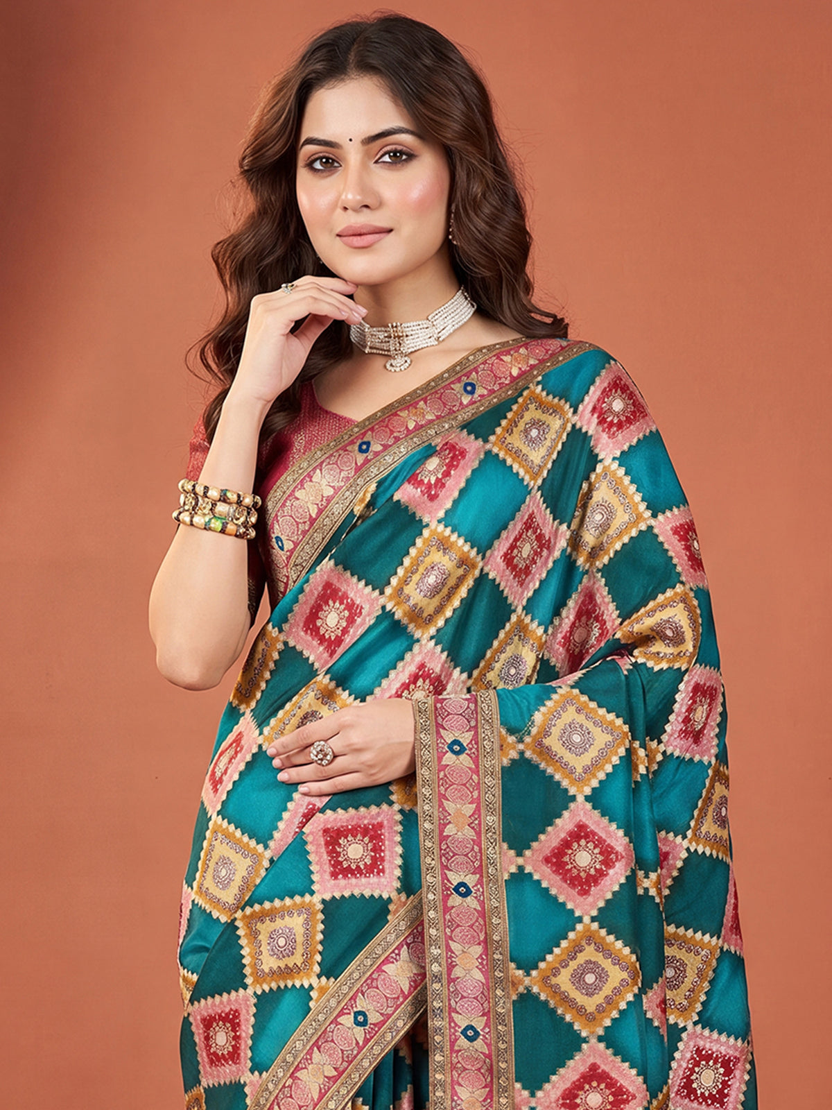 Light Blue Viscose Silk saree – detail view 4