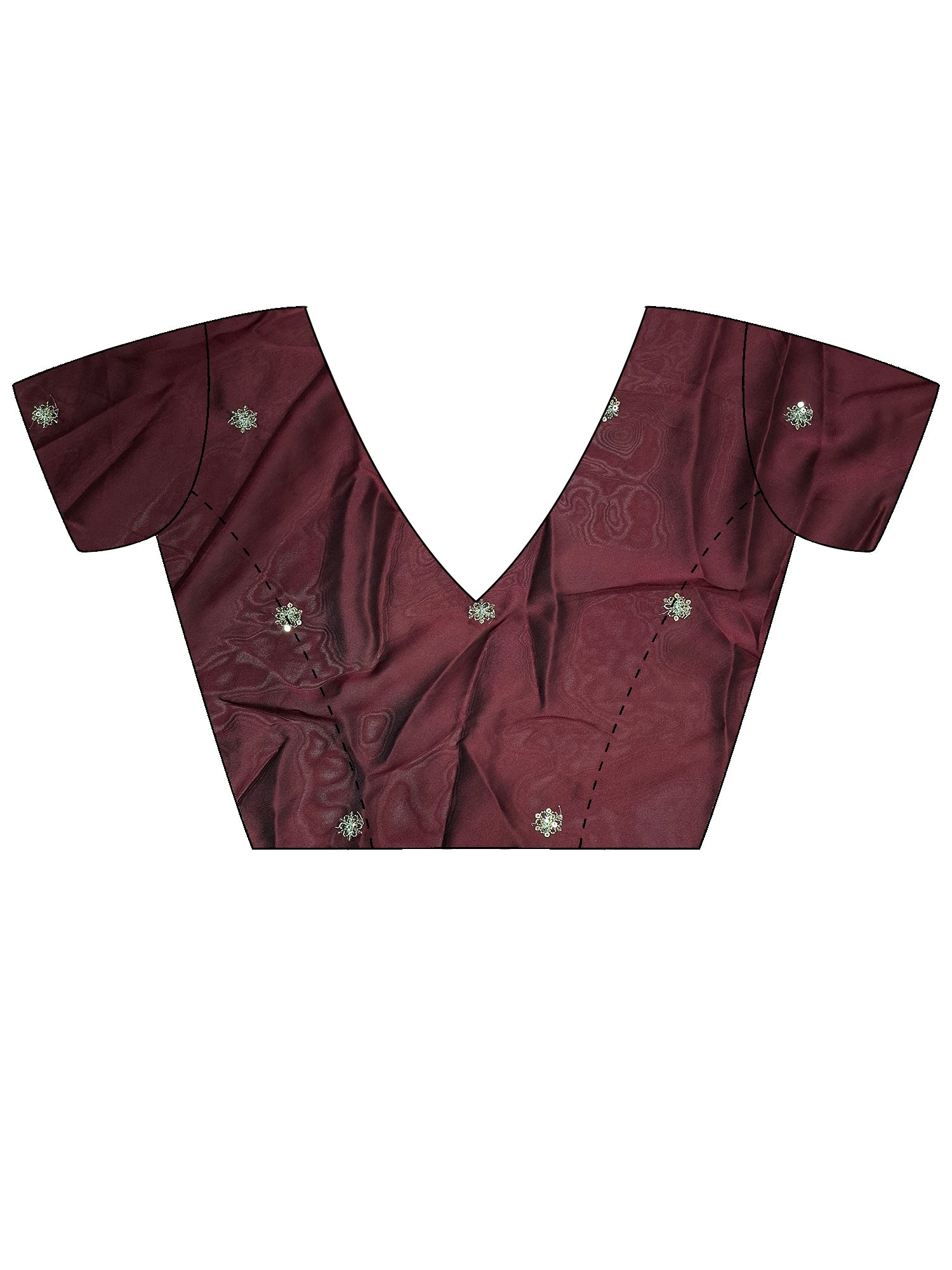 Unstitched maroon georgette blouse piece with embellished design