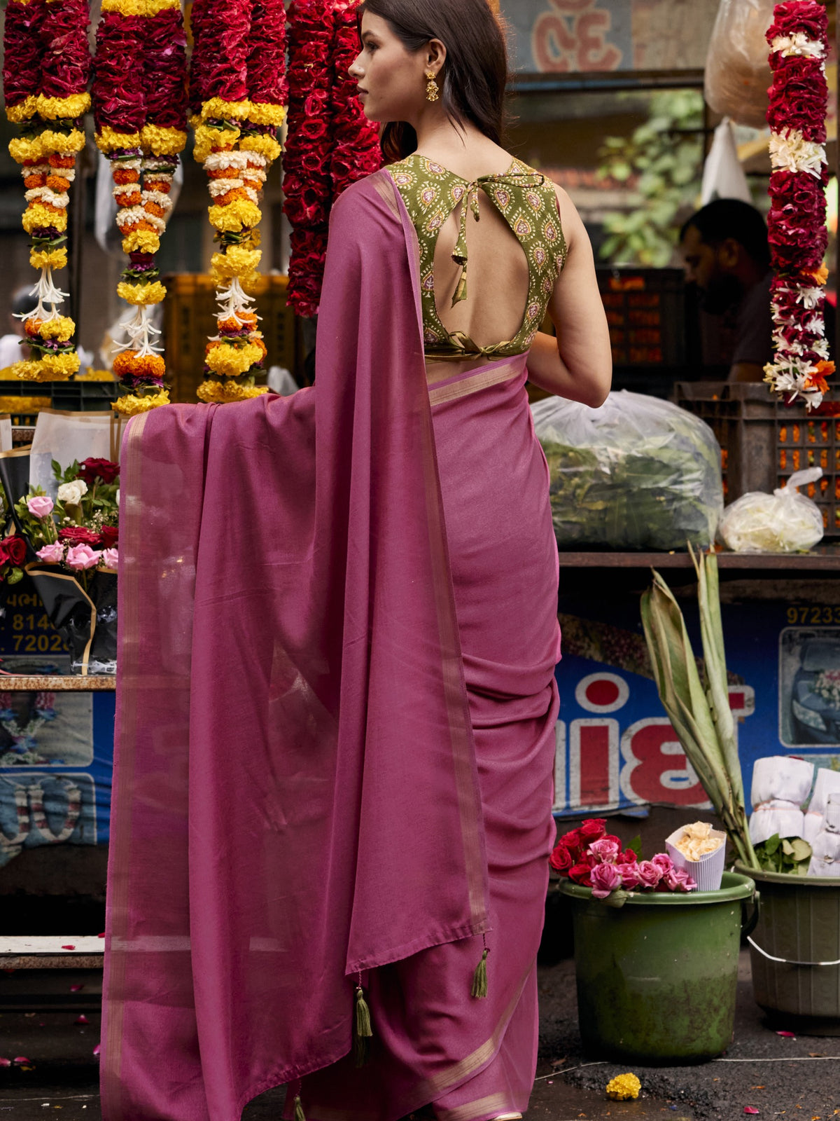 Mauve Cotton Blend saree – detail view 2