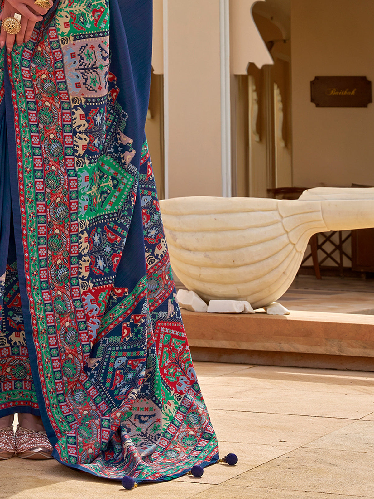 Blue Silk Blend saree – detail view 4
