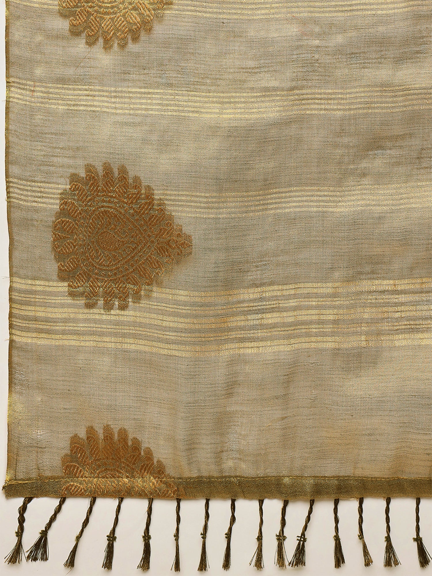 Gold Linen saree – detail view 5
