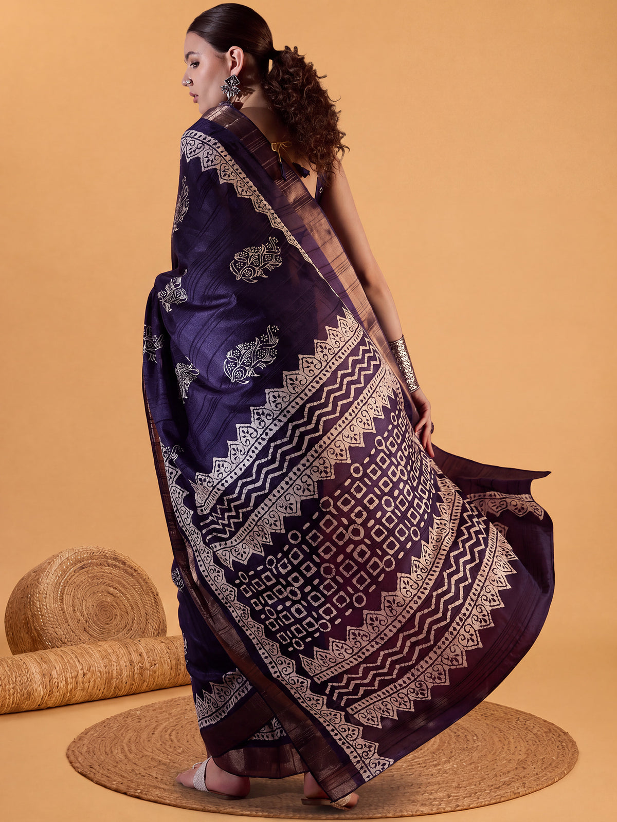 Purple Silk Blend saree – detail view 1