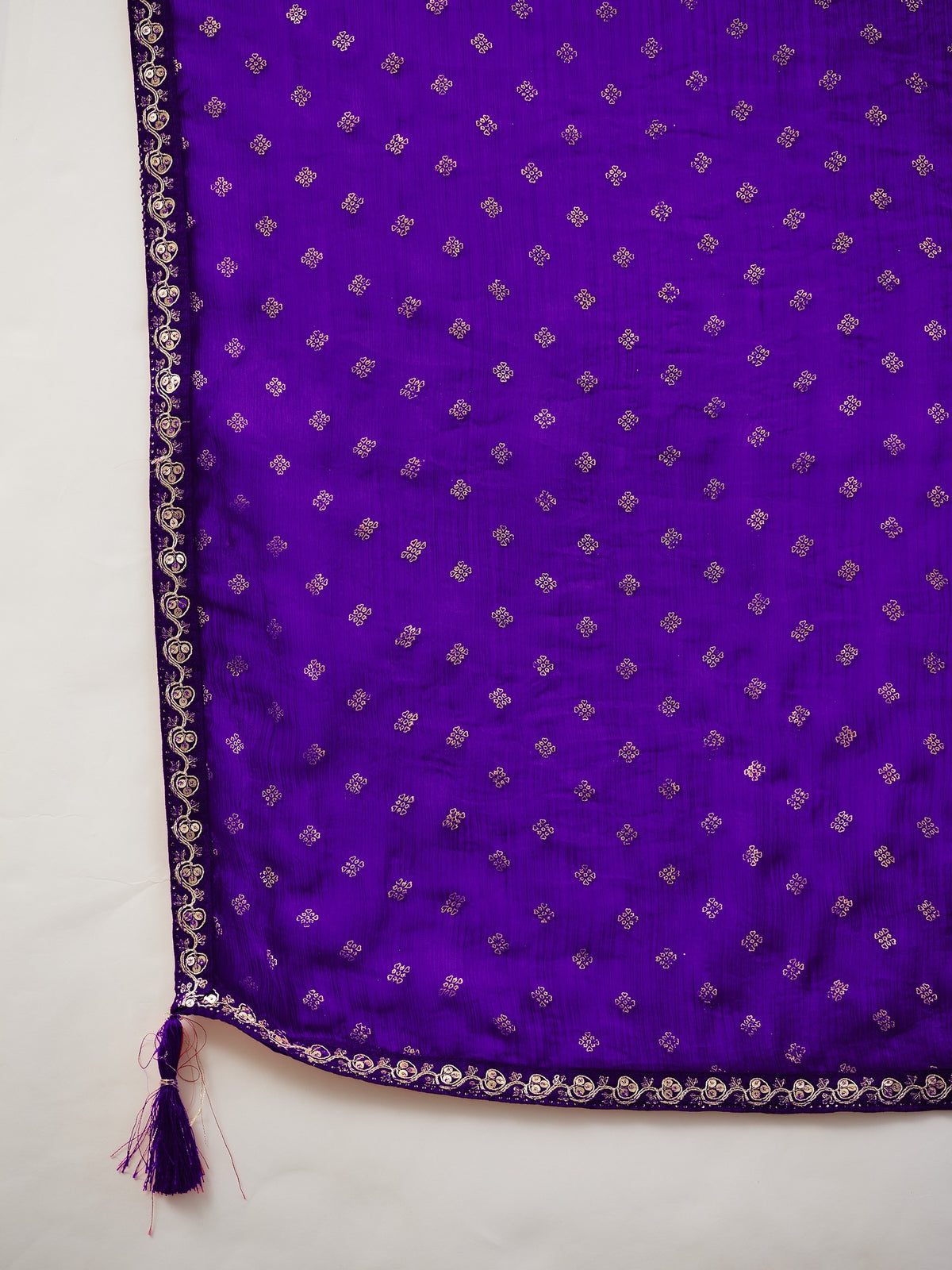 Violet chiffon saree view 3