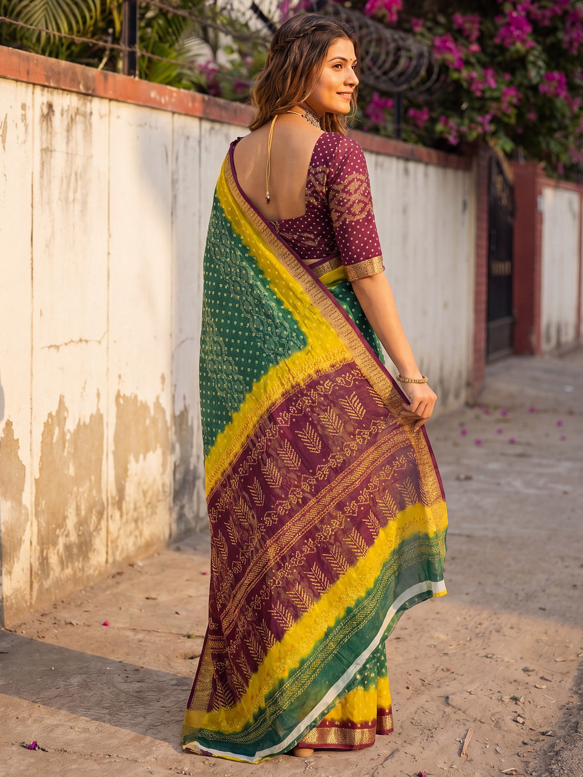 Teal Green Cotton saree – detail view 1