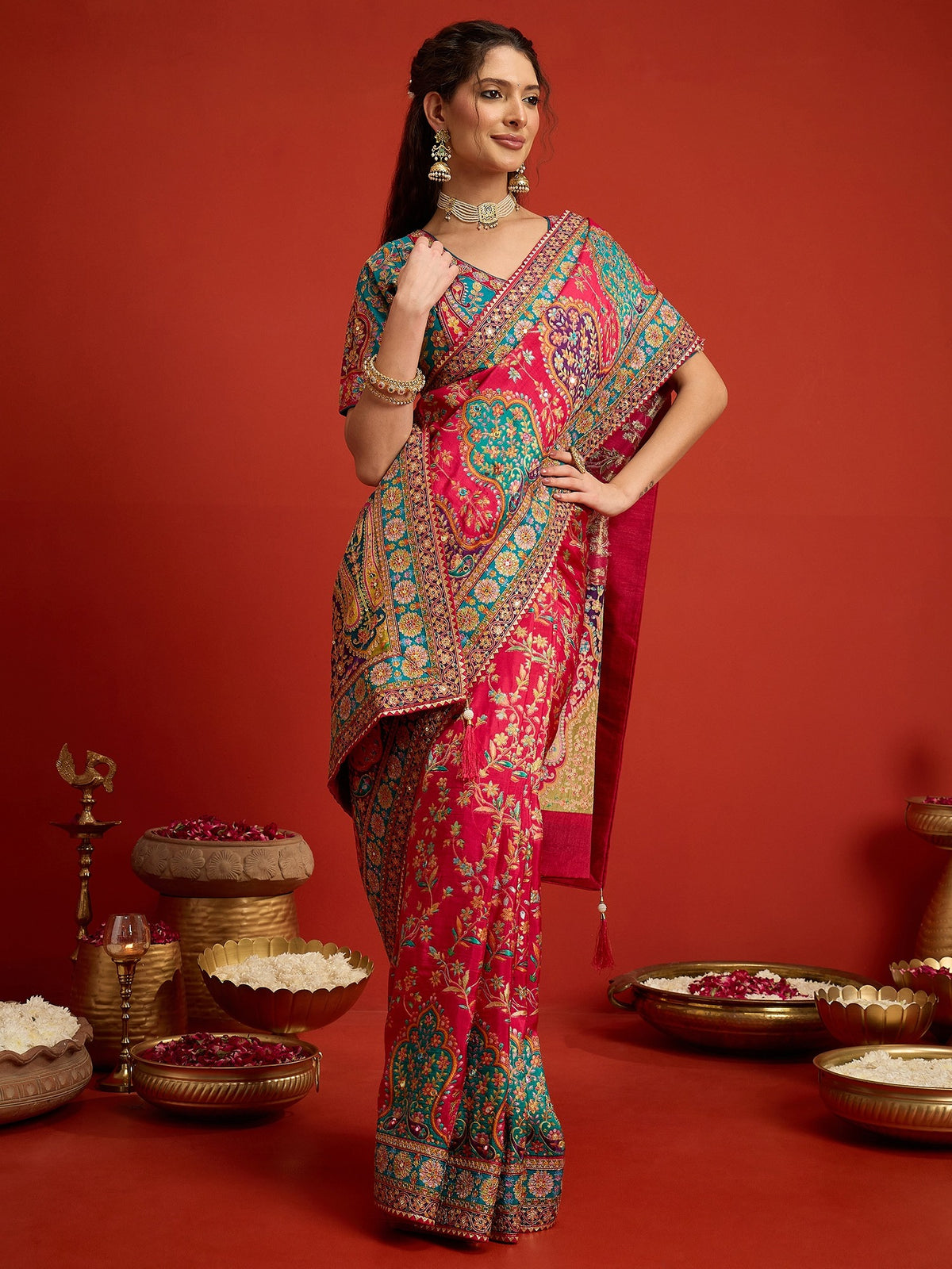 Pink Silk Blend saree – detail view 4