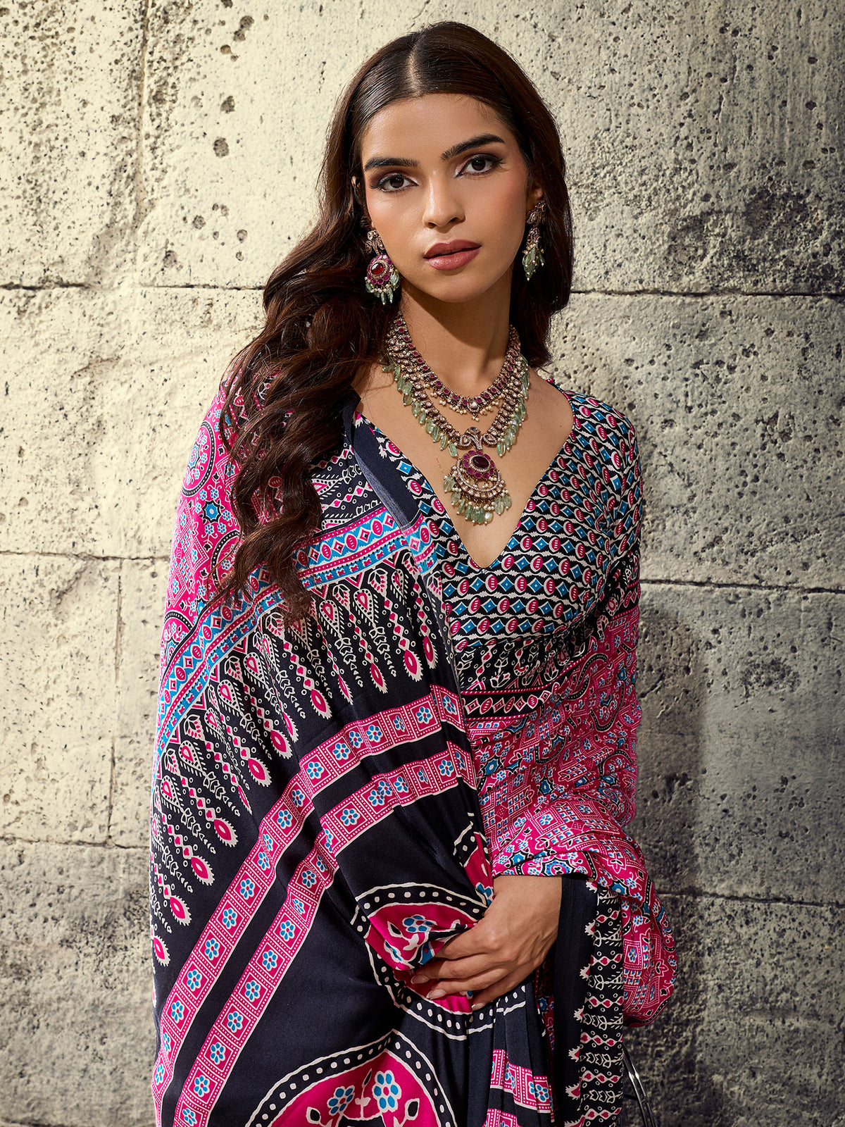 Pink Satin saree – detail view 3