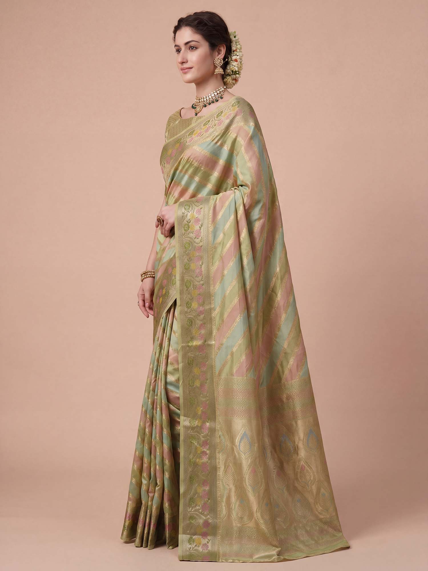Light Green Organza saree – detail view 2