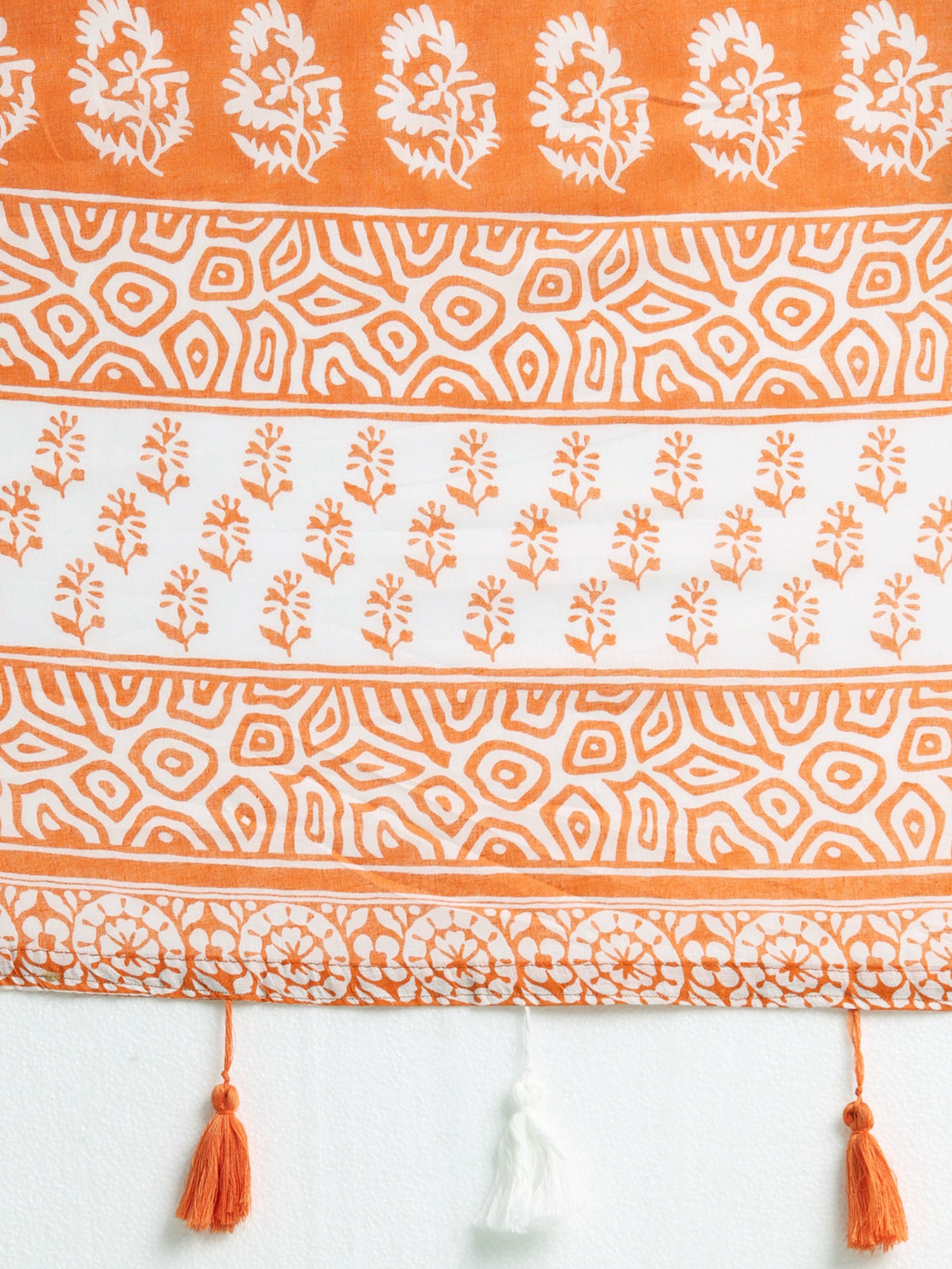 Orange Cotton saree – detail view 5