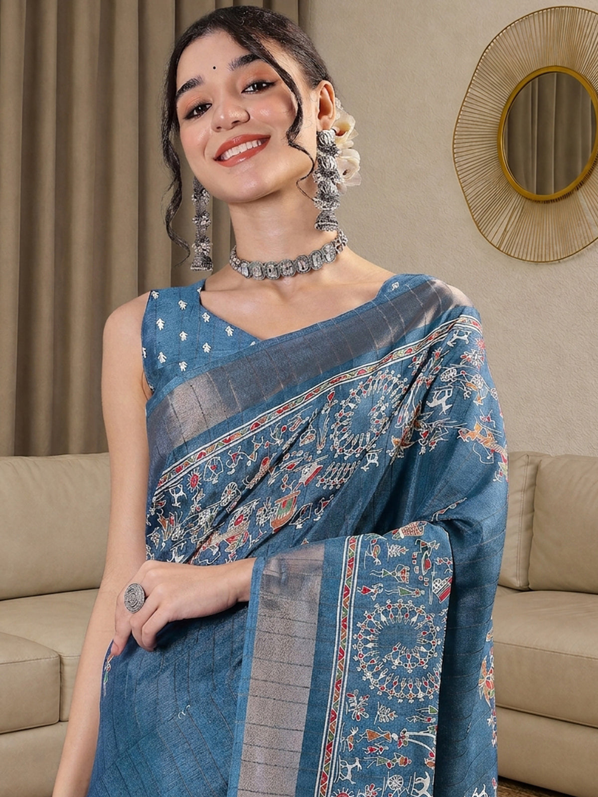 Light Blue Silk Blend saree – detail view 3