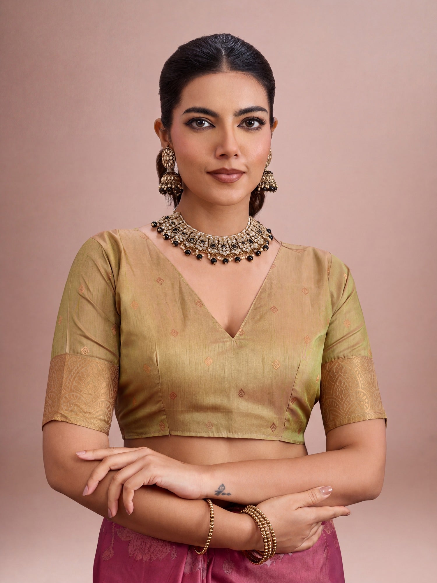 Mauve Tussar Silk saree – detail view 2