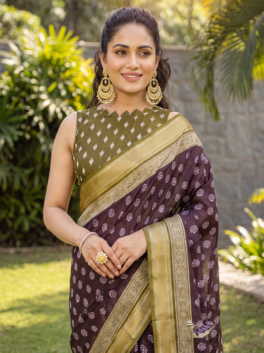 Purple Cotton saree – detail view 4
