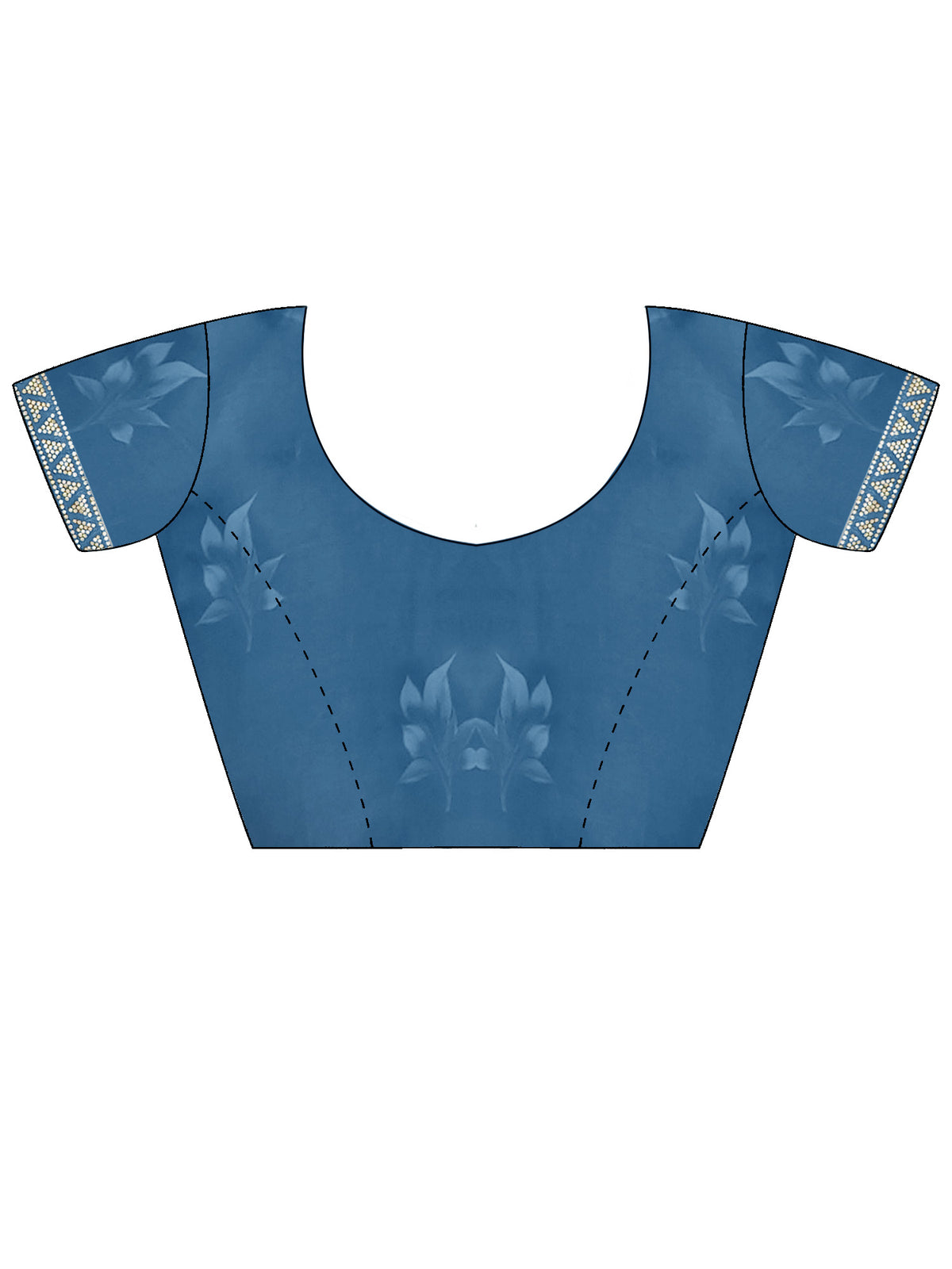 Unstitched light blue satin blouse piece with embellished design