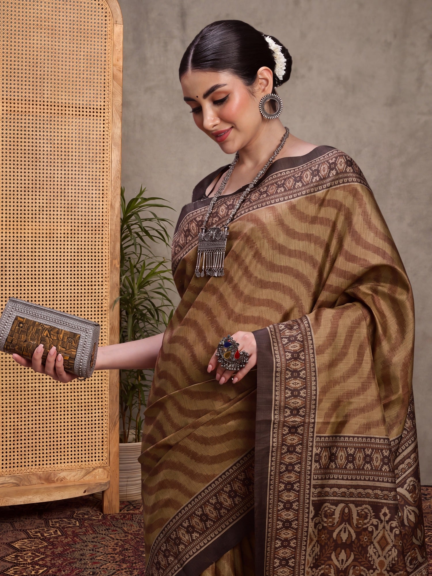 Light Brown Silk Blend saree – detail view 2