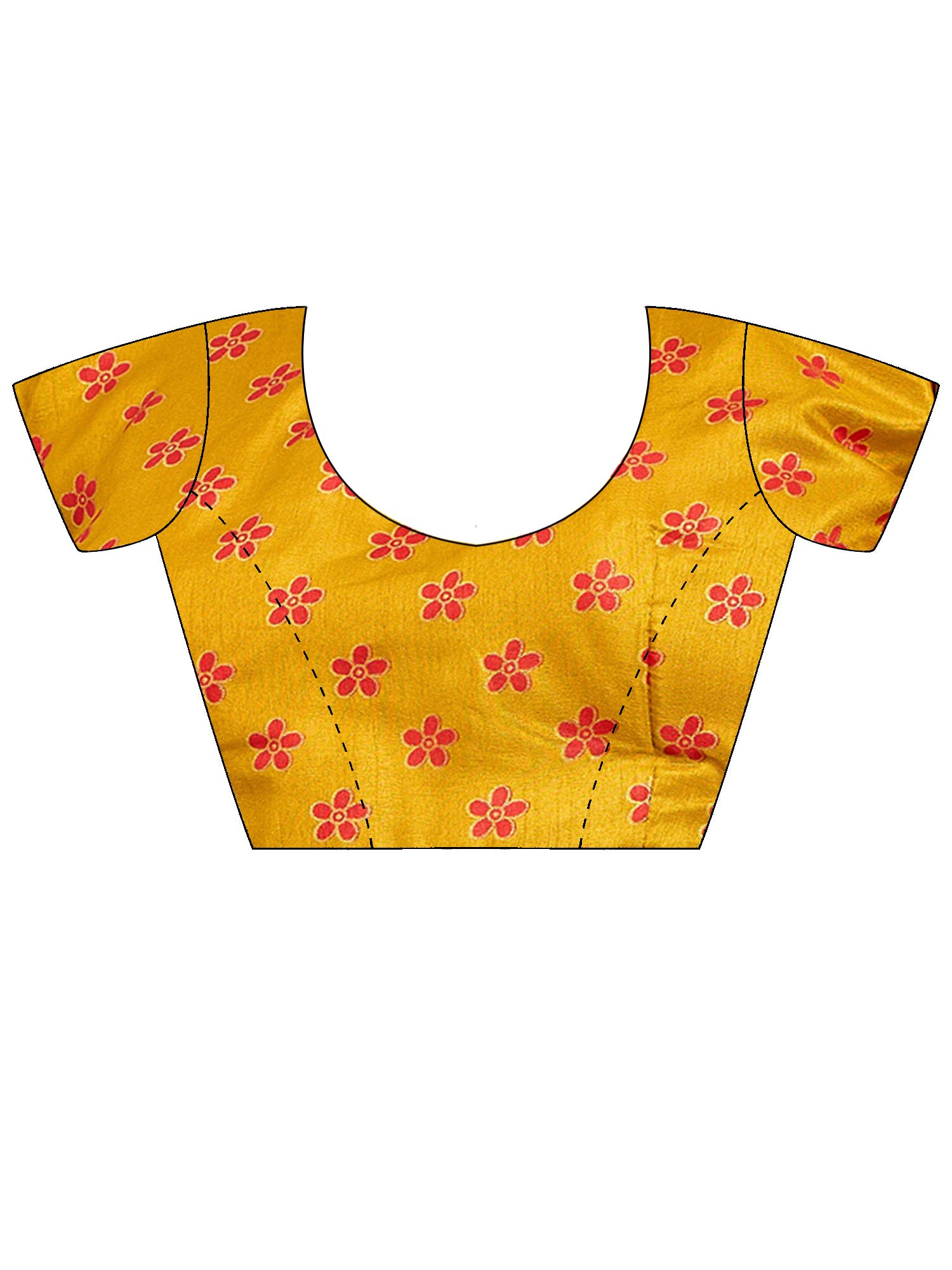 Unstitched yellow silk blend blouse piece with ethnic motif design