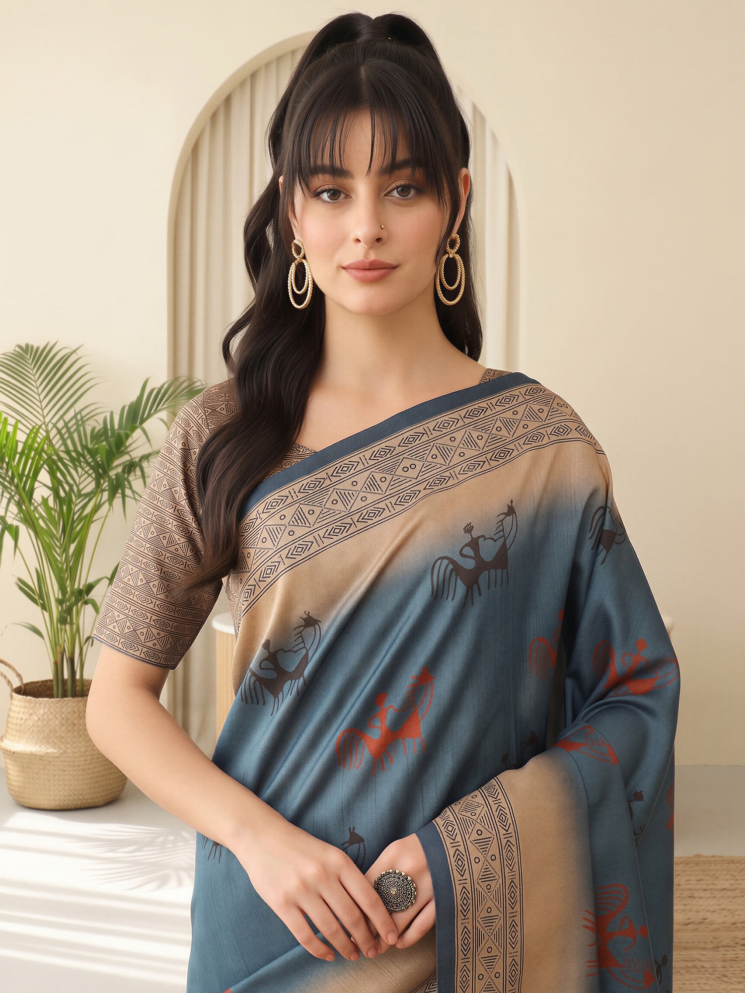 Blue Silk Blend saree – detail view 4