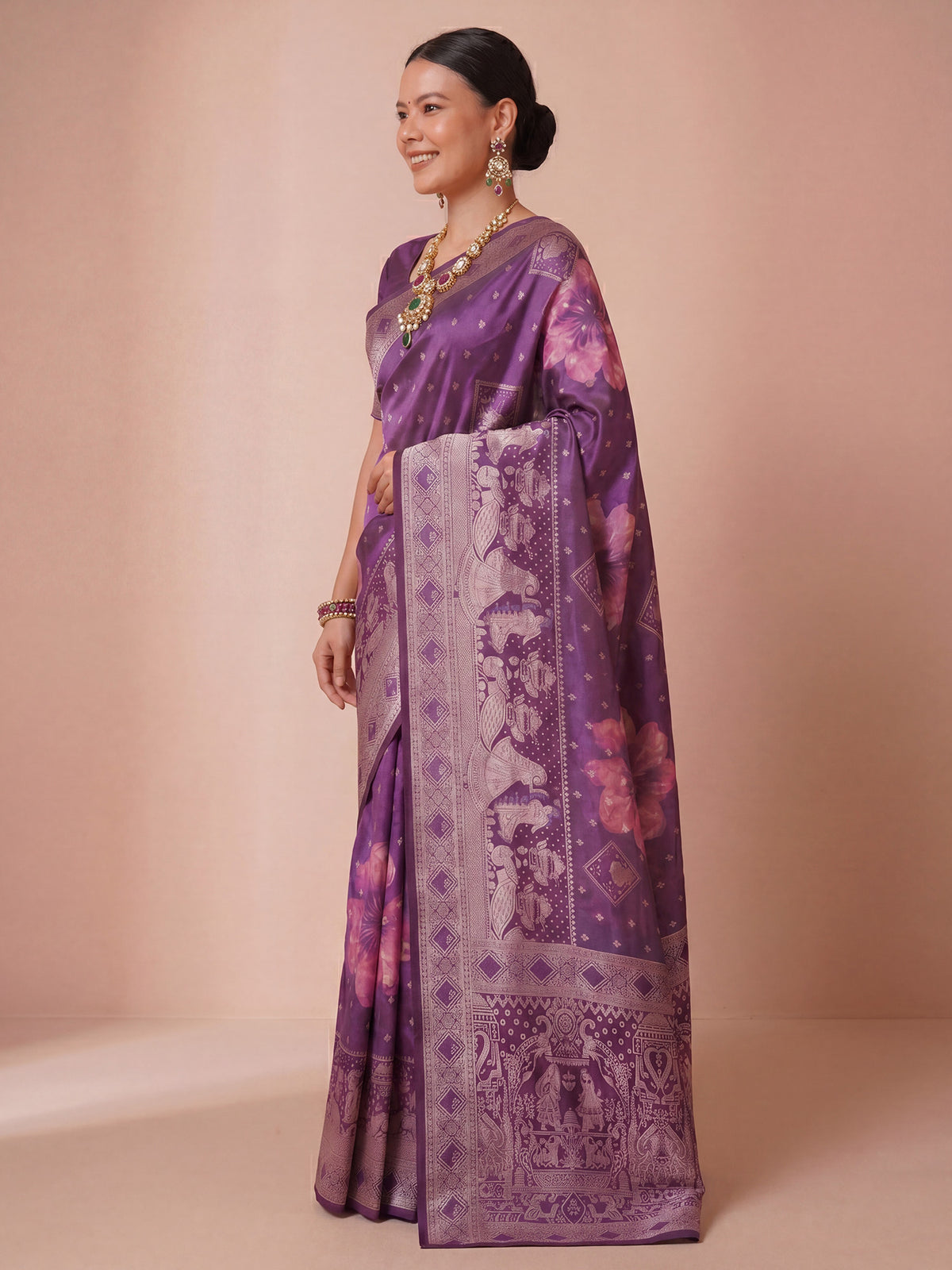 Purple Jacquard saree – detail view 2