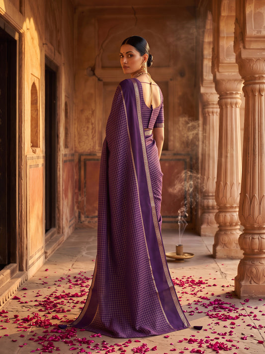 Purple Viscose saree – detail view 1