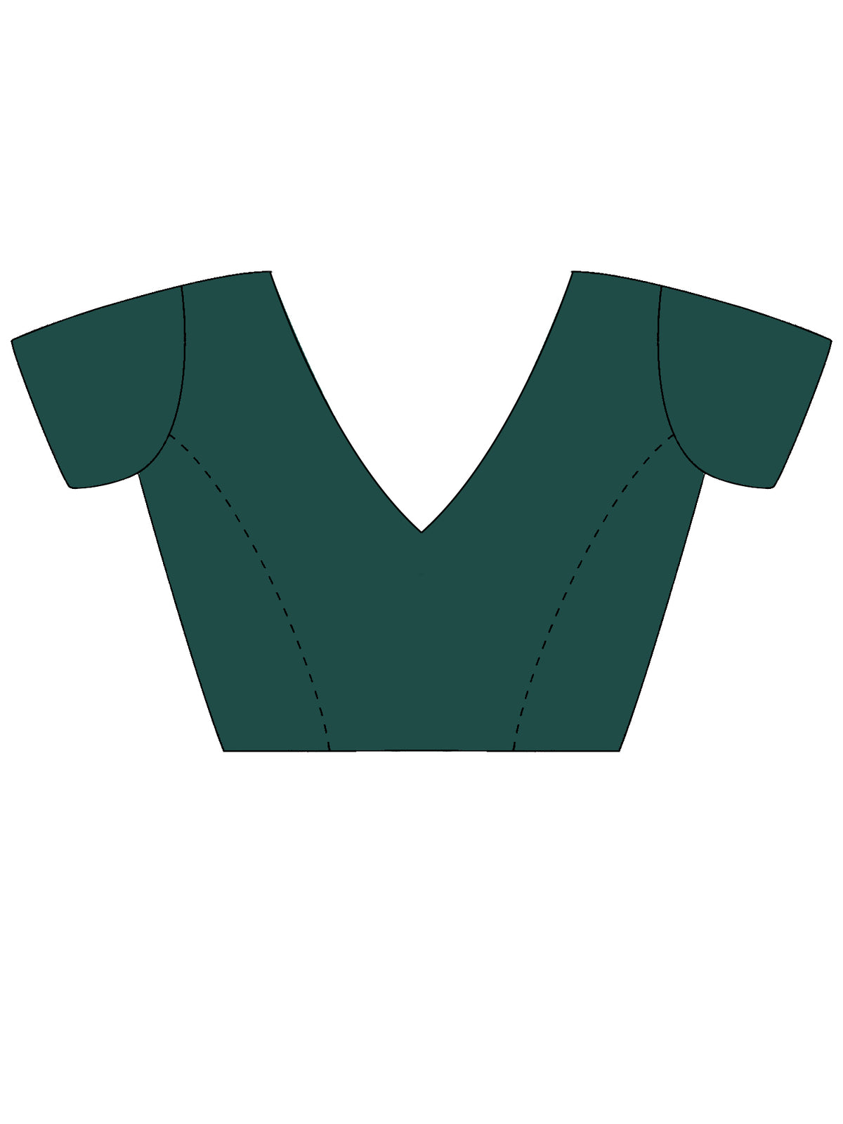 Unstitched teal green satin blouse piece with embellished design