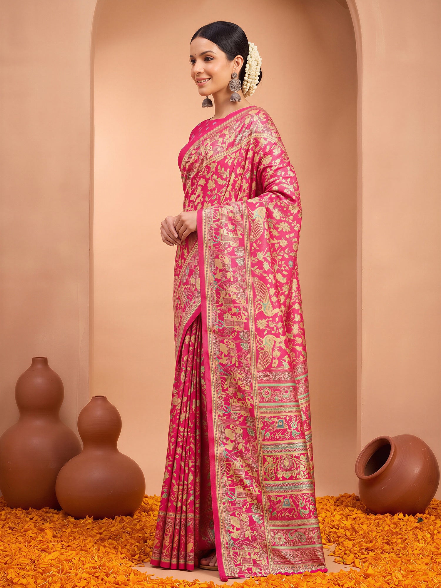 Pink Silk Blend saree – detail view 2