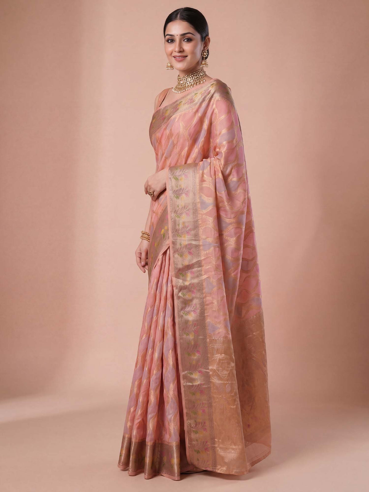 Pink Organza saree – detail view 2
