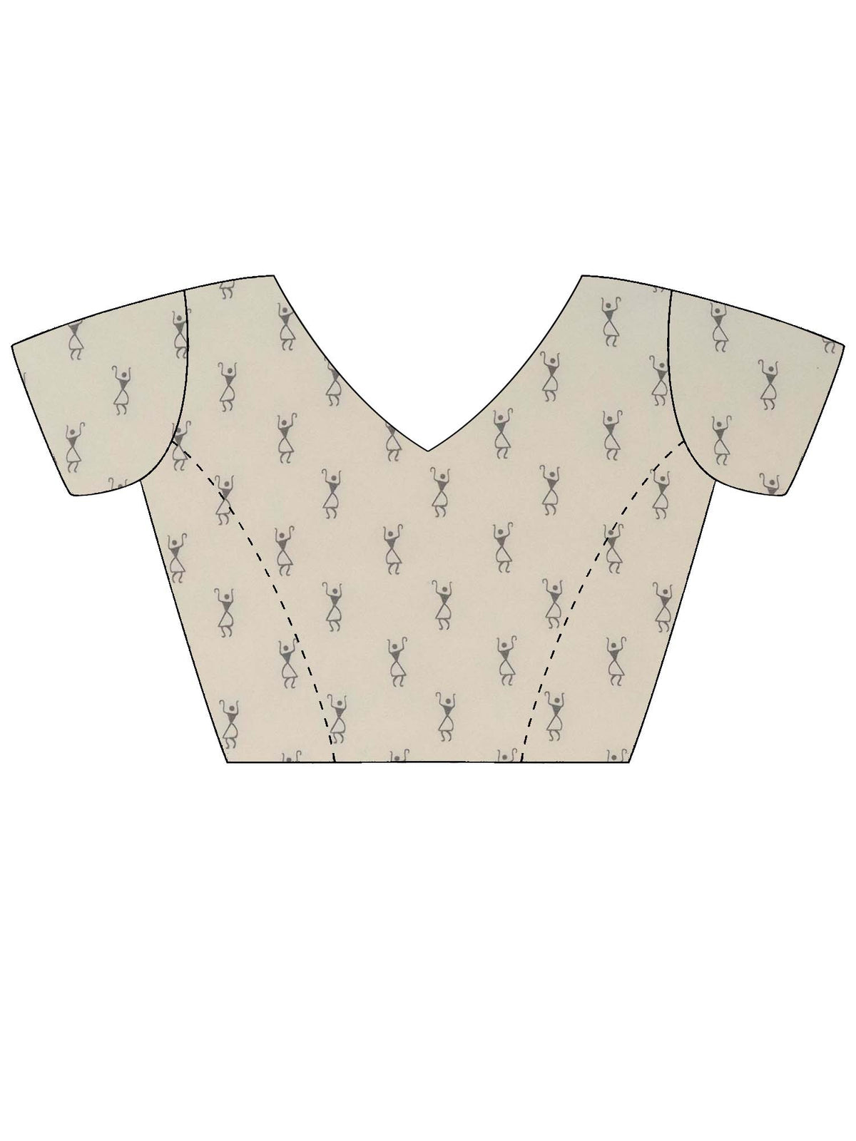 Unstitched beige georgette blouse piece with warli design