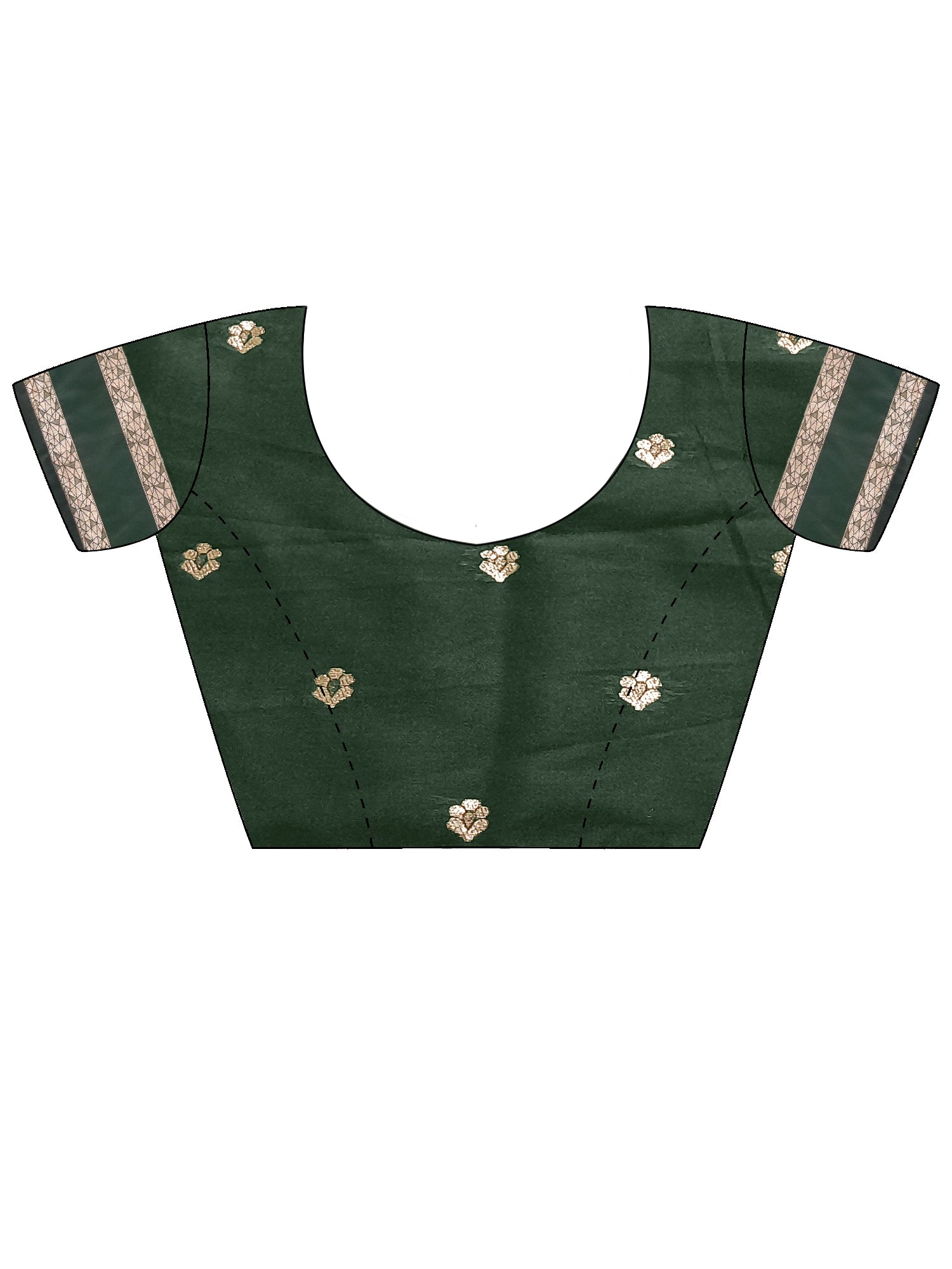 Unstitched green silk blend blouse piece with zari butta design