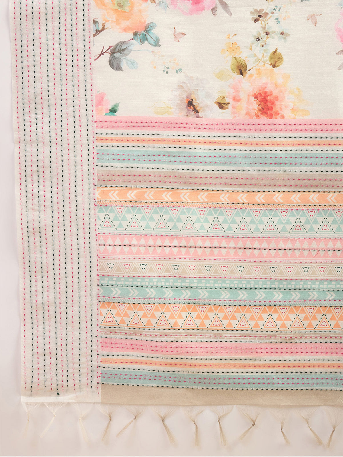 Off White Silk Cotton saree – detail view 5